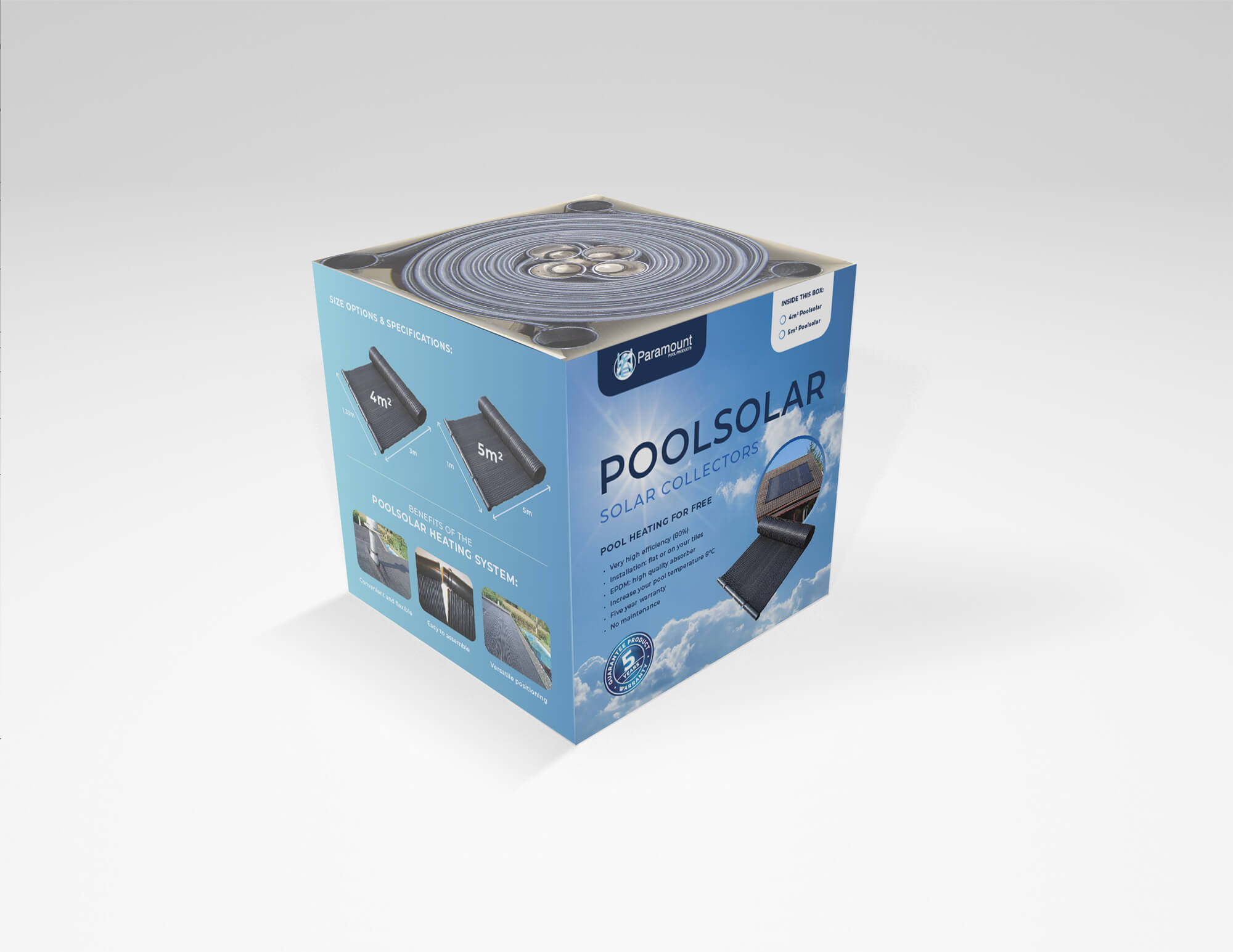 Paramount Pools Product Packaging and Adverts