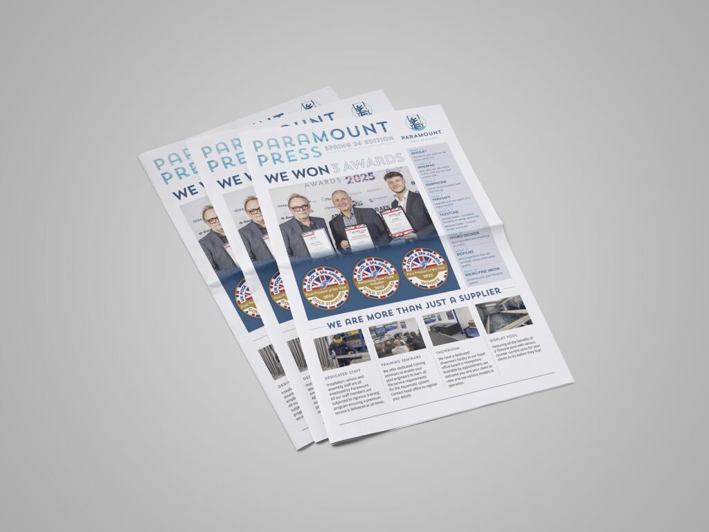Tabloid Newsletter Design - Paramount pools